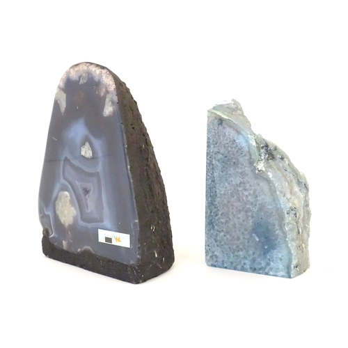 1027 - Geology / Natural History interest: Two polished hardstone specimens / geodes, one possibly blue ony... 