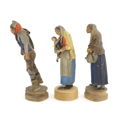 1034 - Three 19thC Italian terracotta figures with polychrome decoration from the Giacomo Bongiovanni and G... 