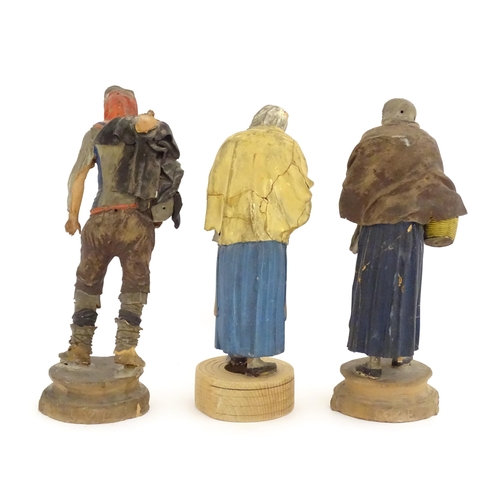 1034 - Three 19thC Italian terracotta figures with polychrome decoration from the Giacomo Bongiovanni and G... 