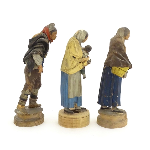 1034 - Three 19thC Italian terracotta figures with polychrome decoration from the Giacomo Bongiovanni and G... 