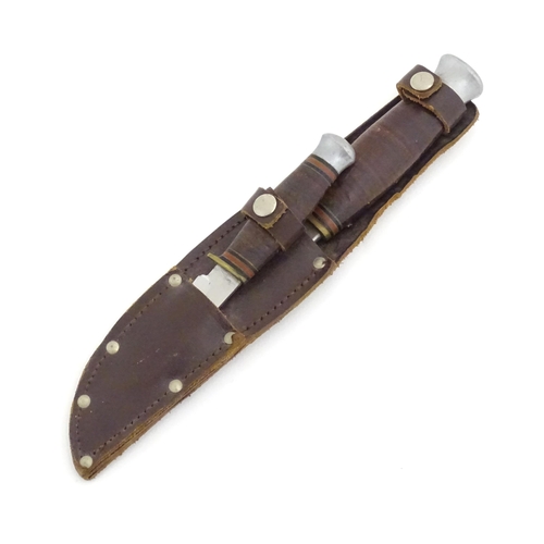 1035 - A mid 20thC hunting sheath knife by William Rogers (John Clarke & Co), Sheffield, approx 5