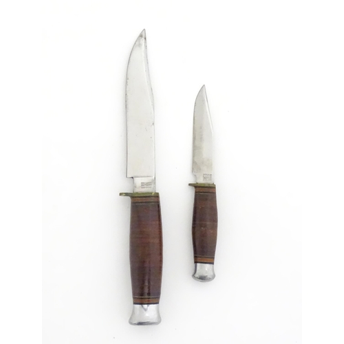 1035 - A mid 20thC hunting sheath knife by William Rogers (John Clarke & Co), Sheffield, approx 5