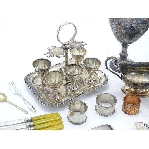 541 - A quantity of assorted silver plated wares to include flatware / cutlery together with cream jug, sa... 