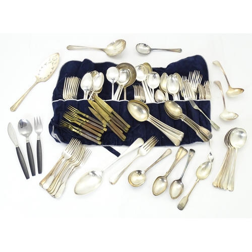 542 - A quantity of assorted silver plate flatware / cutlery to include Mappin & Webb etc.