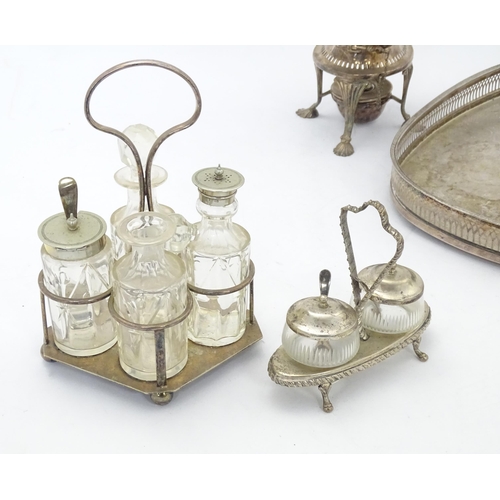 548 - A quantity of assorted silver plate items to include punch bowl, cups, ladle, serving dishes, flatwa... 