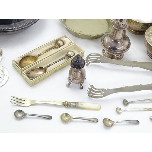 548 - A quantity of assorted silver plate items to include punch bowl, cups, ladle, serving dishes, flatwa... 