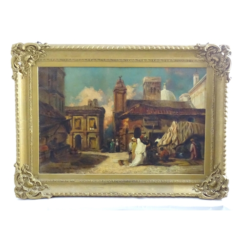 1744 - Manner of William James Muller (1812-1845), 19th century, Oil on canvas, A Middle Eastern market squ... 