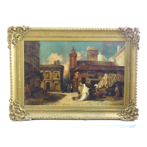 1744 - Manner of William James Muller (1812-1845), 19th century, Oil on canvas, A Middle Eastern market squ... 