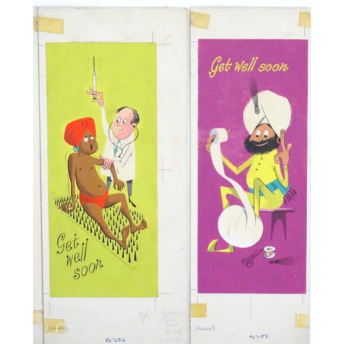 1937 - A large quantity of assorted 20th century watercolour, gouache and ink cartoon greeting card / magaz... 