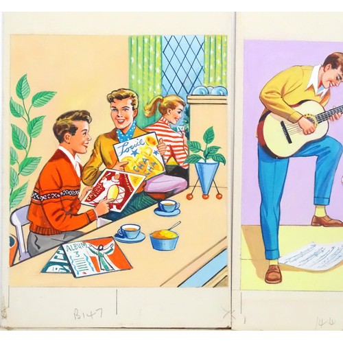 1937 - A large quantity of assorted 20th century watercolour, gouache and ink cartoon greeting card / magaz... 