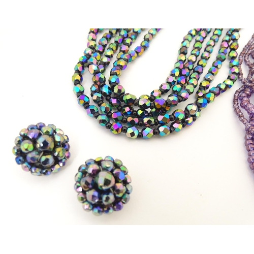 764 - Assorted jewellery to include various bead necklaces together with a pair of earrings