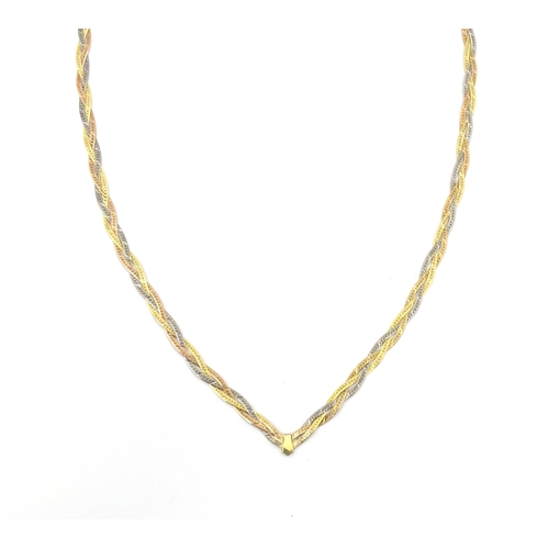 695A - A 9ct 3 colour gold necklace. Approx 16