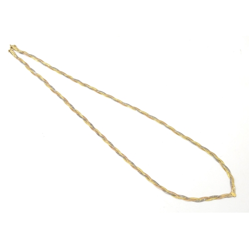 695A - A 9ct 3 colour gold necklace. Approx 16