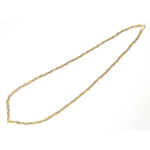 695A - A 9ct 3 colour gold necklace. Approx 16