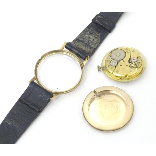 784 - A gents 9ct gold cased Avia 17 jewels incabloc wristwatch with date aperture at 3, hallmarked London... 