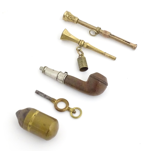 1152 - Assorted items to include a 19thC gilt metal propelling pencil with red stone seal to top, a novelty... 