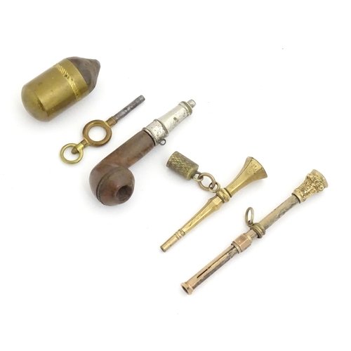 1152 - Assorted items to include a 19thC gilt metal propelling pencil with red stone seal to top, a novelty... 