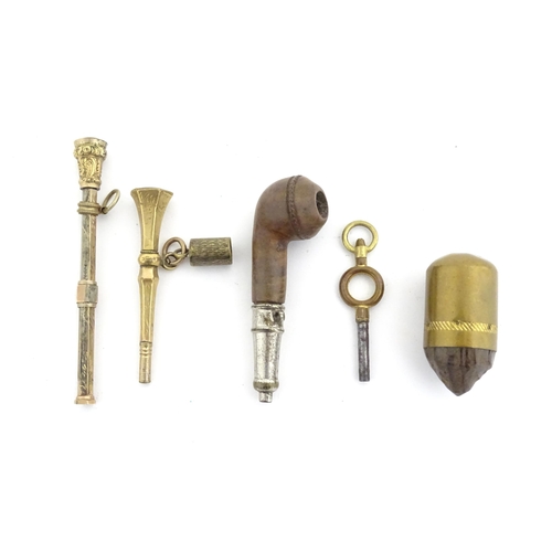 1152 - Assorted items to include a 19thC gilt metal propelling pencil with red stone seal to top, a novelty... 