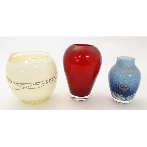 176A - The various Art Glass vases to include one by Caithness. The largest 7 1/2