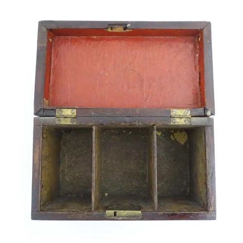 1086 - A 19thC mahogany box with hinged lid. Together with a 19thC mahogany caddy box.. Largest approx. 4 3... 