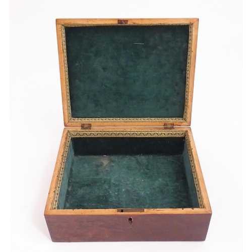 1086 - A 19thC mahogany box with hinged lid. Together with a 19thC mahogany caddy box.. Largest approx. 4 3... 