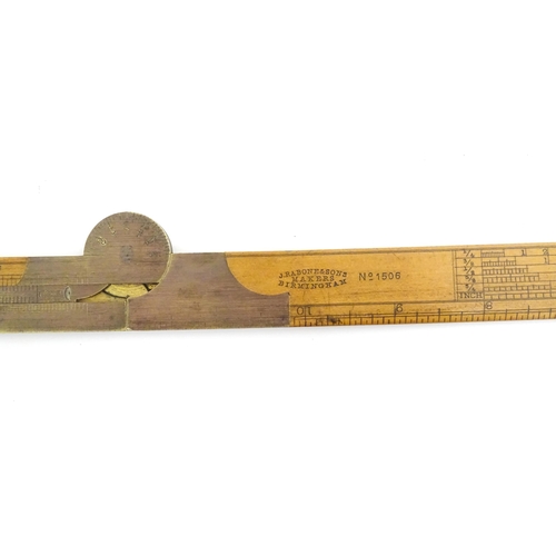 1099 - A Victorian folding boxwood and brass slide rule, no. 1506, maker J. Rabone & Sons. Approx. 12 1/2