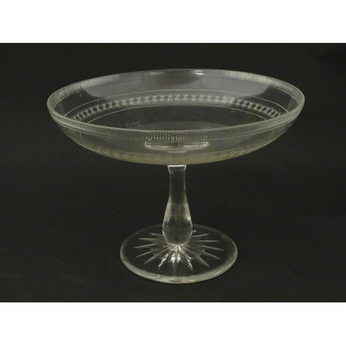 190 - A late 19thC / early 20thC glass tazza. Approx 9 1/4