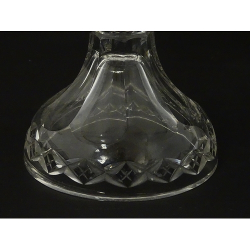 195 - A 19thC cut glass pineapple stand. Approx.  7