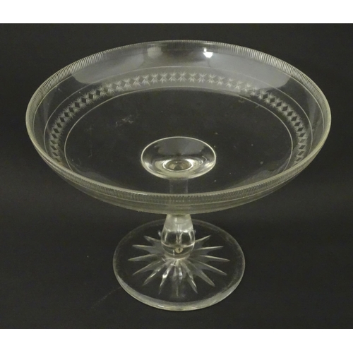 190 - A late 19thC / early 20thC glass tazza. Approx 9 1/4