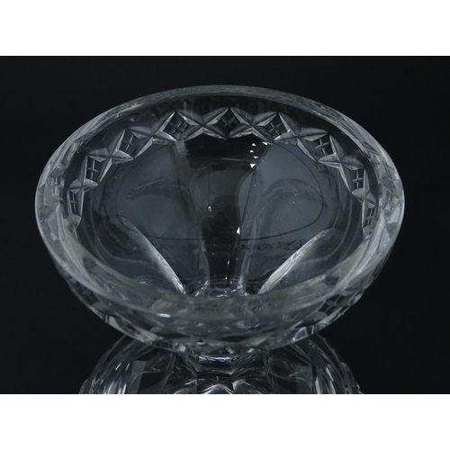 195 - A 19thC cut glass pineapple stand. Approx.  7