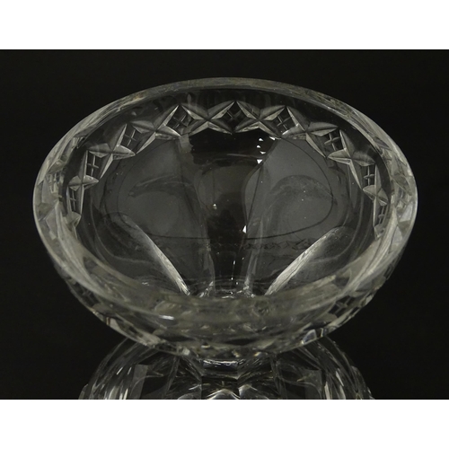 195 - A 19thC cut glass pineapple stand. Approx.  7