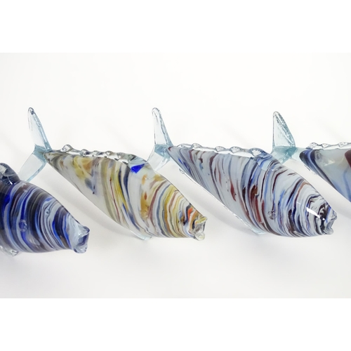 213 - Eleven assorted 20thC Romanian glass fish, each approx 12 1/4