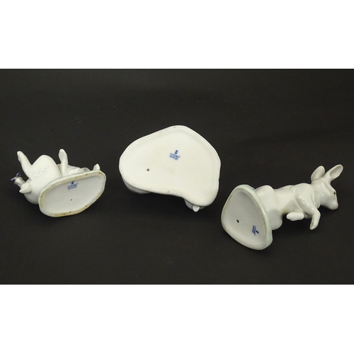 131 - Three Lladro models of animals comprising Hippity Hop rabbit, no. 5886; That Tickles rabbit, no. 588... 