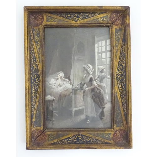 970 - A Victorian frame having a painted frame with gilt foliate decoration and punchwork detail. Approx. ... 