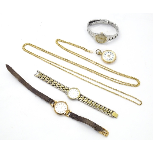 789 - A quantity of quartz movement wrist watches to include two by Citizen, one by Fossil, and a fob watc... 