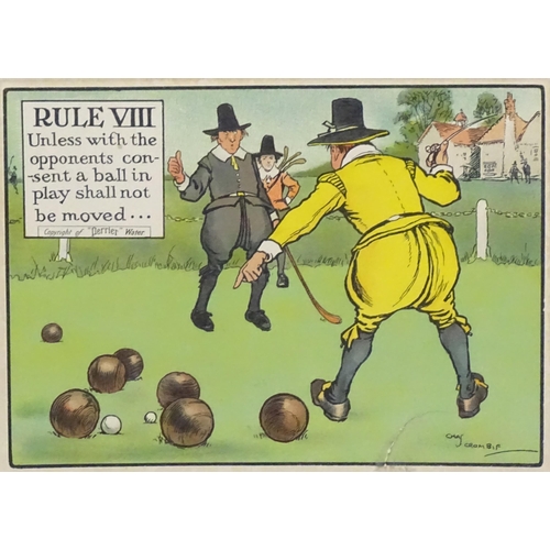 1935 - After Charles / Chas Crombie (1880-1967), Three advertising colour lithographs from the Rules of Gol... 