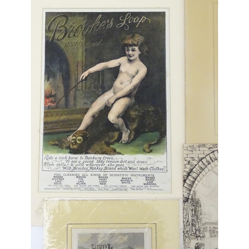 1940 - Assorted 19th century and later watercolours and engravings to include a lady holding a basket of fl... 