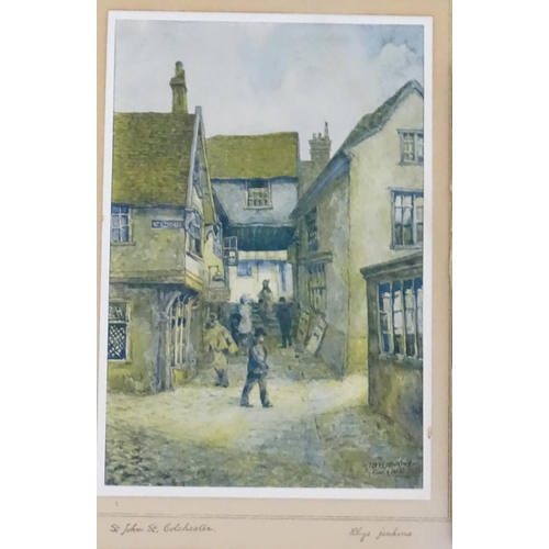 1940 - Assorted 19th century and later watercolours and engravings to include a lady holding a basket of fl... 