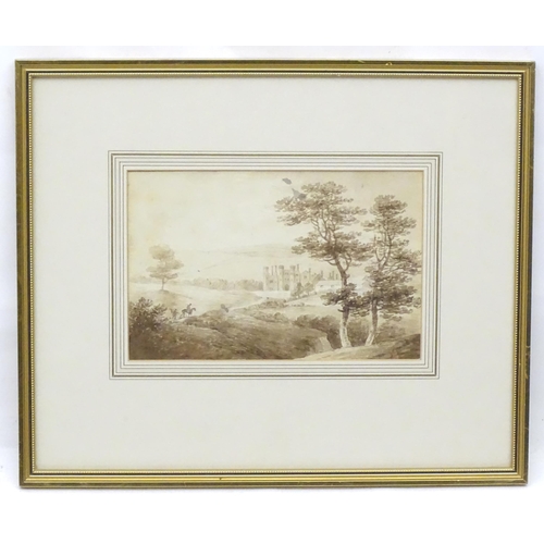 William Payne (1760-1830), Pencil and wash, The approach to Standon ...