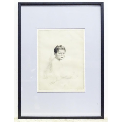 51 - An early 20thC etching by Sidney Tushingham (1884-1968) depicting a young child on a beach with buck... 