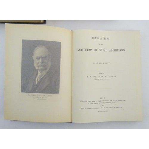 55 - Books: Transactions of the Institution of Naval Architects, edited by R. W. Dana, 6 volumes, 1925-19... 