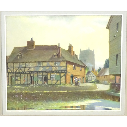 87 - William Augustus Rixon (1880-1936), Oil on board, Tewkesbury, view across the River Avon to St. Mary... 