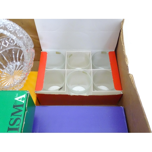 105 - Quantity of boxed Prisma glass including bowls, lamps, etc