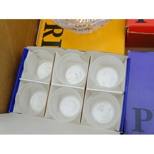 105 - Quantity of boxed Prisma glass including bowls, lamps, etc