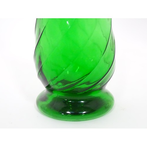 33 - A tall green glass decanter / bottle and stopper together with a North & Randall, Aylesbury, soda si... 