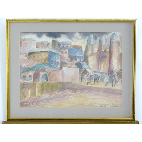 207 - Joanna Spyropoulos, 20th century, Watercolour, A Continental townscape. Signed lower right. Together... 