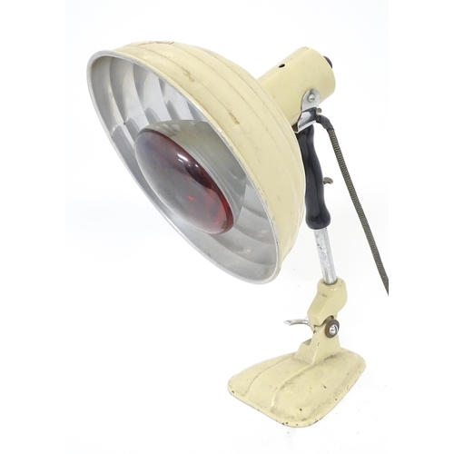 220 - A mid century / vintage industrial adjustable Pifco Infra Red Radiant heat lamp.