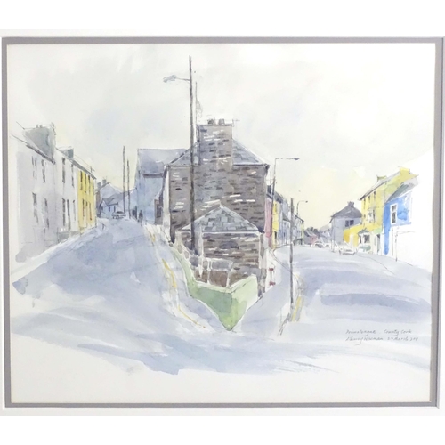 241 - Albany Wiseman (1930-2021), Watercolour, Drimoleague, County Cork, Ireland, An Irish street scene. S... 