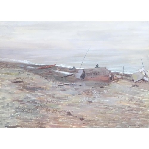 242 - Jane Taylor, 20th century, Watercolour, Norfolk Coast. Signed lower, and ascribed verso. Approx. 10