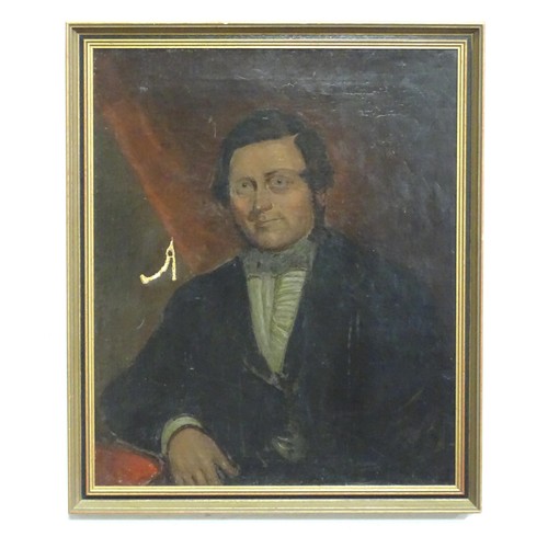 265 - An oil on canvas depicting a 19thC gentleman. Approx. 29